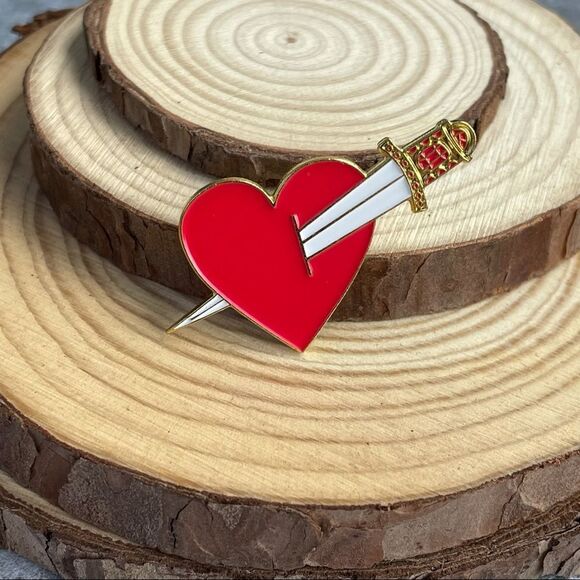 Dagger Through Heart Enamel Pin/ Brooch Lapel - Picture 2 of 6